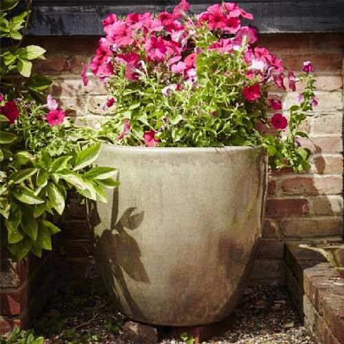 Large Glazed Eggpot Planter Olive green